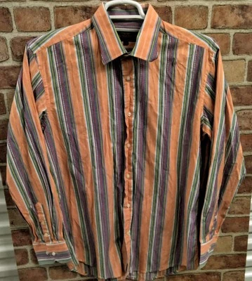 DragonFly Live Retro Hippie Men's XL  Salmon blue Stripes Long Sleeve Shirt  - Image 1 of 4
