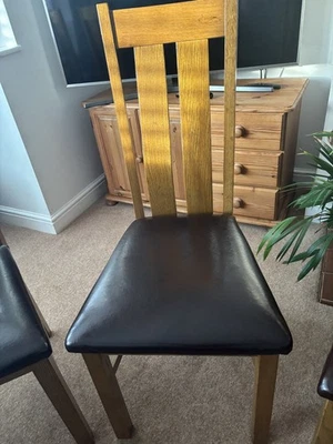 6 x Oak Furniture Land waveback/arched rustic range dining chairs - Image 1 of 4