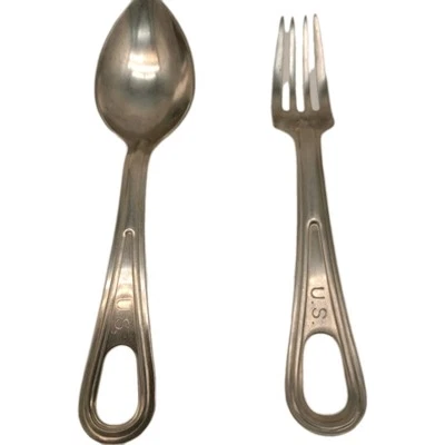 US Military Army Mess Kit Stainless Flatware Fork Spoon (Skoco) Stainless VTG - Image 1 of 4