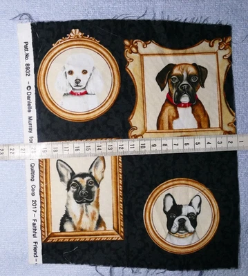 Stoff -  Patchwork  Panel Neu ungewaschen - Hunde - 4 Bilder - Bild 1 von 2