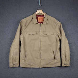 Chaqueta Levi's Para Hombre L Grande Caqui Marrón Cuello Cremallera Completa Algodón Lona Camionero - Imagen 1 de 12