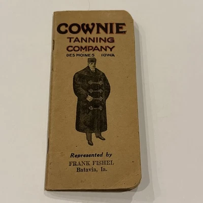 Catálogo promocional publicidad temprana tamaño bolsillo Cownie Tanning Company Iowa Foto 1 de 4
