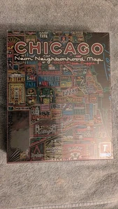 CHICAGO NEON MAPPA DI QUARTIERE, puzzle 1000 pezzi NUOVO SIGILLATO - Foto 1 di 5