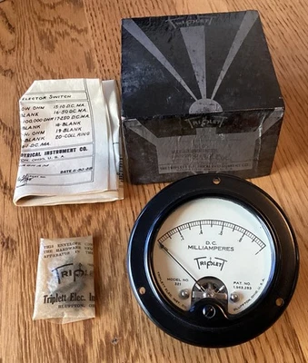 复古 - Triplett 型号 321 面板仪器 0-1 直流千斤顶仪表 - 全新无标签 — 第 1/4 张图片