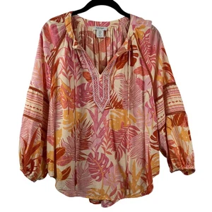 Haute Hippie Shirt Womens Medium Boho Embroidered Floral Print Tunic Top - Picture 1 of 24