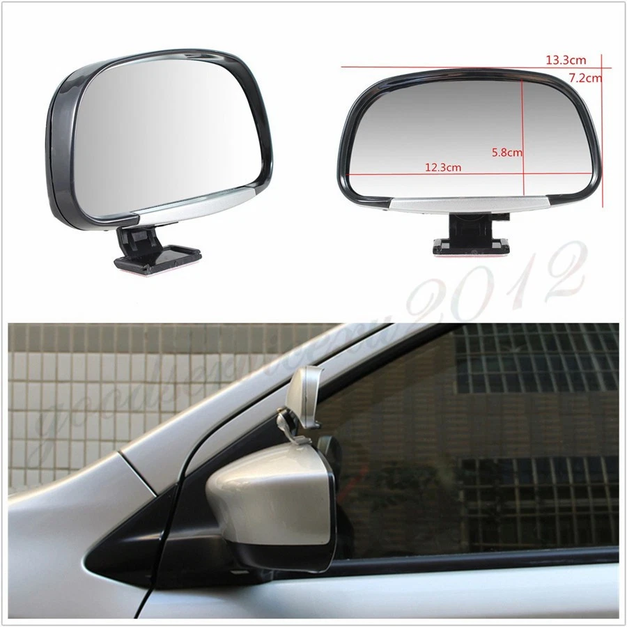 Un par de espejos retrovisores laterales de punto ciego ajustables gran angular plateados para vehículos Foto 1 de 4