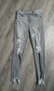 American Eagle Jeans Damskie 10 Szare Super Hi Rise Jegging Elastyczne spodnie Starzone - Zdjęcie 1 z 8