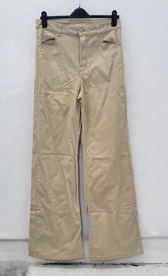 H&M Divided Women's Jeans Trousers Beige Tan Size 42 UK 14 Straight Wide Leg - Image 1 of 4