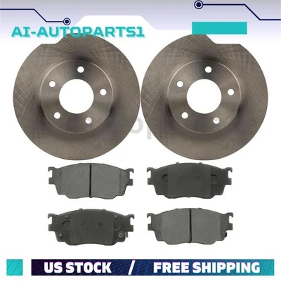 For Mazda 626 1998 1999 2000 2001 2002 Front Brake Rotors + Brake Pads Kit - Image 1 of 4