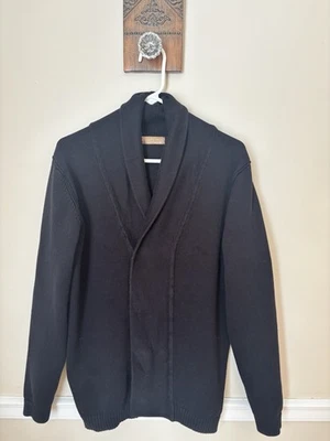 Zara Man Mens Size XL Black Cardigan Sweater Snap Front Close Cotton - Image 1 of 4