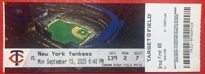 Boleto de juego Simeon Woods Richardson Baldelli 15/09/2025 New York Yankees Twins - Imagen 1 de 24
