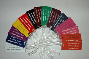 Set of 5 Custom Plastic Engraved Luggage Backpack Laptop ID Tags 14 Colors - Picture 1 of 2