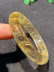52.5mm Top Natural Rutilated Quartz Healing Crystal Bracelet Reiki Gift AAAAA+ - Picture 1 of 6