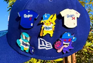 LOS ANGELES DODGERS POKEMON OHTANI HAT/CLOTHING METAL ENAMEL PINS - Picture 1 of 12