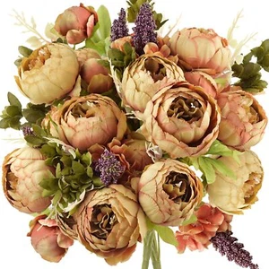 FiveSeasonStuff Vintage Artificial Peonies Silk Peony Flowers and Hydrangeas ... - Picture 1 of 6