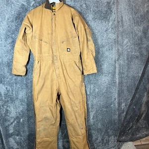 Berne Coveralls Mens Large Insulated Workwear Canvas Duck Winter Worn Rugged - Picture 1 of 15