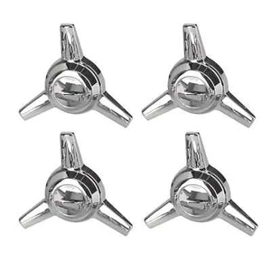 1968-1979 VW Beetle Chrome Wheel Center Knock-Offs / 3 Spoke Spinners, Set Of 4 - Picture 1 of 6