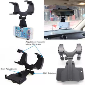 Universal Car Rear View Mirror GPS Phone Holder Mount Cell Phone Stand Bracket - Picture 1 of 9
