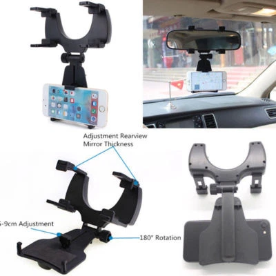 Universal Car  Rear View Mirror GPS Phone Holder Mount Cell Phone Stand Bracket - Image 1 of 4