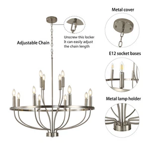 Ceiling Mount Pendant Light Brushed Nickel Chandelier 110V-120V Max. 60W - Picture 1 of 24