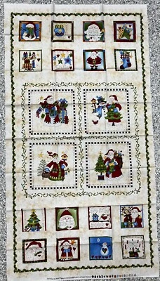 Muñeco de nieve Navidad Papá Noel Vacaciones Tela de algodón Maywood Just Be Claus Panel Foto 1 de 4