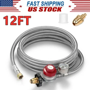12FT 0-30PSI High Pressure Propane Gas Hose Regulator Adjustable Stainless Steel - Picture 1 of 9