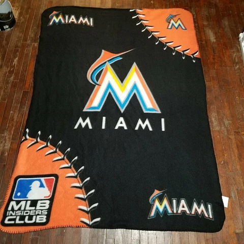 Miami Marlins Large 50x42 Fleece Throw Blanket Baseball Cover