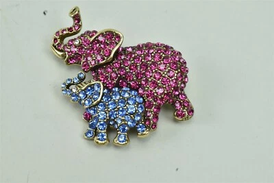 Colgante Heidi Daus Rosa y Azul Estrás Elefantes Madre y Bebé Foto 1 de 4