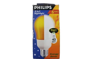Philips Energiesparlampe mit LED Nachtlicht 230V E27 9W/3W LED 6yr - Bild 1 von 1