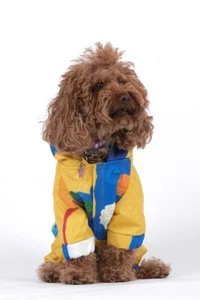 90's Style Dog Raincoat Printed Coat, Dog  Rain Jacket with Hood - Picture 1 of 13