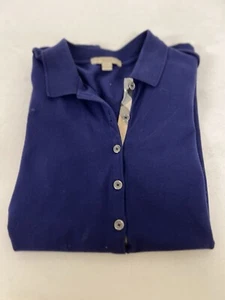 Burberry Brit Pique Cotton Novacheck Collar Polo Shirt Women Purple X-Large XL - Picture 1 of 11