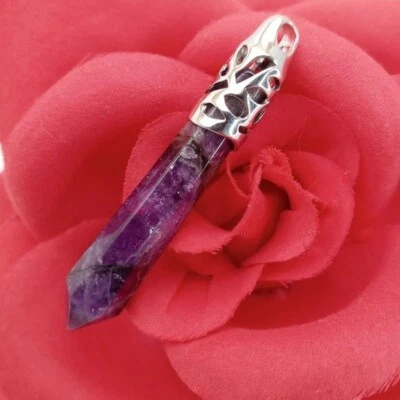 Brand New Amethyst Stone Chakra Necklace Energy Healing Positive Mind Luck - Image 1 of 4