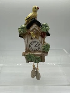 Vintage Cerámica CANARIO Pájaro Imitación Cuco Reloj Pared Bolsillo Maceta Japón - Imagen 1 de 11