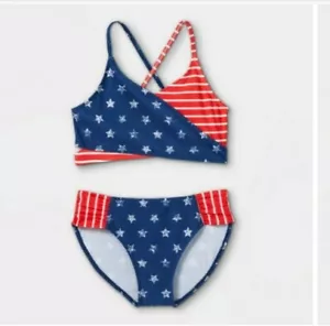 Girs' Star And Striped Bikini Set - Picture 1 of 2
