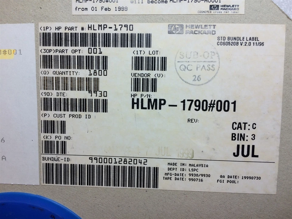 HLMP-1790 HEWLETT PACKARD LED GRN DIFF 3MM REDONDO T/H 50 PIEZAS Foto 1 de 1