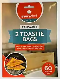 2 Pack Reusable Toaster Toastie Sandwich Toast Bags Pockets Toasty - Picture 1 of 4