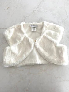 Jona Michelle White Faux Fur Vest Girls Size 7 Soft Cropped Cape - Picture 1 of 2