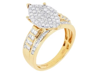 Oval Cluster Baguette 1 1/20 CT Real Diamond Engagement/Wedding Ring 17MM Sz7... - Picture 1 of 6