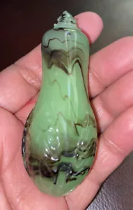 Antik Vintage Jadeitgrün Wirbel Milch Glas chinesischer Export Schnupftabak Flasche - Bild 1 von 10