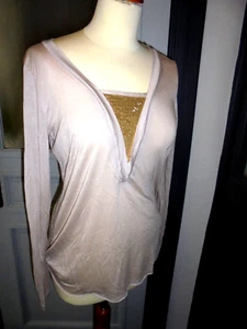 Designer Shirt SCHUMACHER gr. 2 = 36 langarm t- top dorothee pailletten luxus - Bild 1 von 4