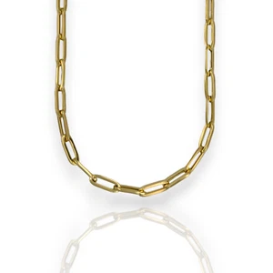 Paperclip Link Chain Necklace - 14K Yellow Gold - Picture 1 of 10