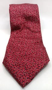Ermenegildo Zegna Italy 100% Silk Burgundy Red Geometric Paisley Print Neck Tie - Picture 1 of 3