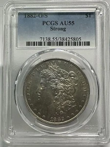 1882 O/S Morgan Silver Dollar $1 Strong PCGS AU55 - Picture 1 of 4