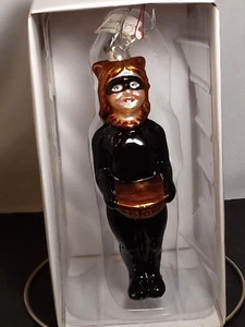 DEPT 56 HALLOWEEN BLACK CAT COSTUME KID Blown Glass Ornament TRICK or TREATERS - Picture 1 of 12