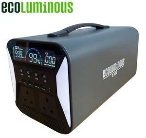 ECOLUMINOUS®️ Portable Power Station 1000Wh LiFePO4 Battery Solar Generator UK - Picture 1 of 10