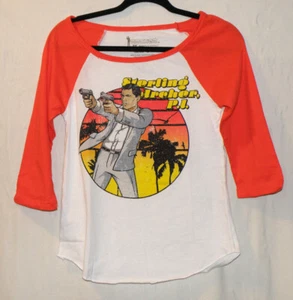 STERLING ARCHER P.I. T-shirt da baseball donna taglia SMALL retrò raglan NUOVA - Foto 1 di 8