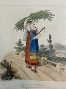 Lazio, “Donna di Civita Castellana “Bridgens, Richard 1820 Colori Epoca - Bild 1 von 7