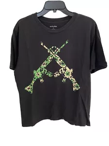 Floral Assault Rifles M4 Guns T-Shirt - Adult Large Size - Anchor Blue - Picture 1 of 5