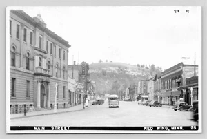 RPPC Main Street Red Wing MN Ford Plymouth Dodge Dealership VTG Photo Postcard - Picture 1 of 4