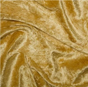 Gold Crushed Velvet Fabric Dress Craft Stretch Velour Material 150cm Wide - Picture 1 of 1